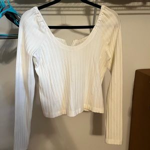 Free People White Tight Long Sleeved Blouse